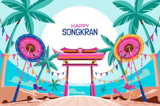 Flat songkran festival background