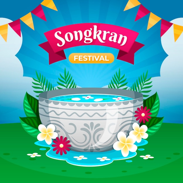 Flat songkran illustration