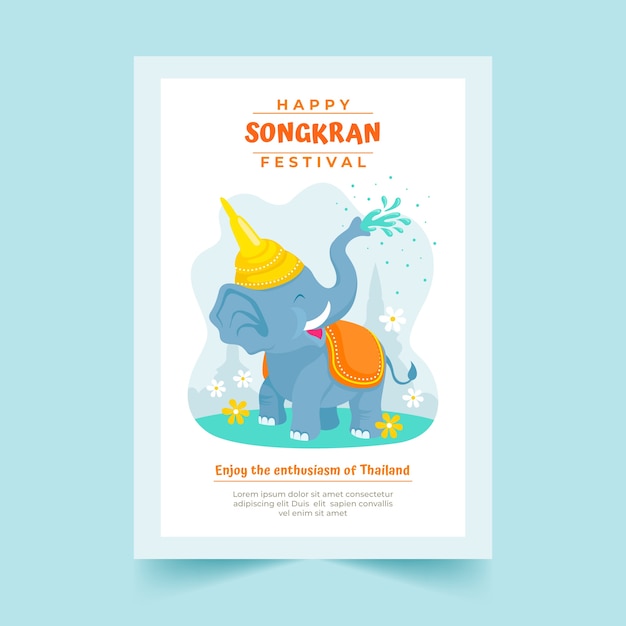 Modello di poster verticale songkran piatto