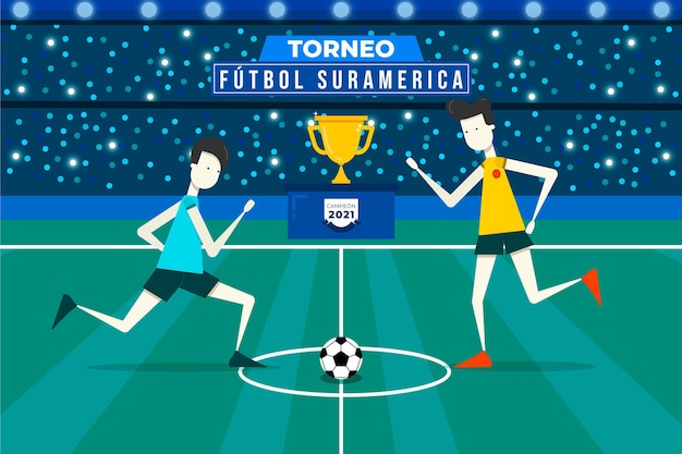 Vettore gratuito illustrazione del torneo di calcio sudamericano piatto