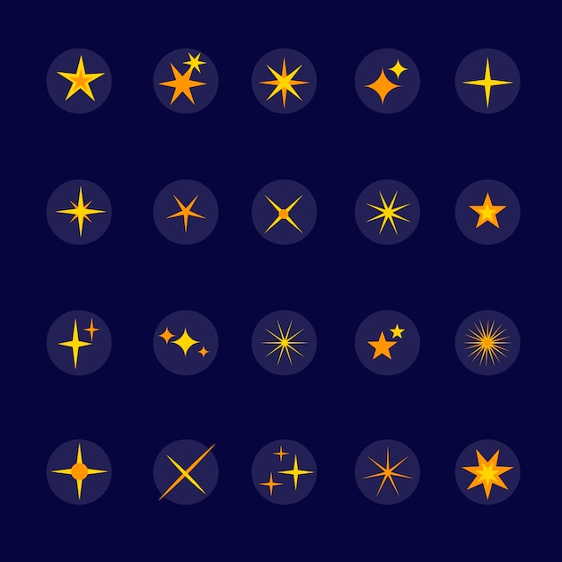 Free vector flat sparkling star collection