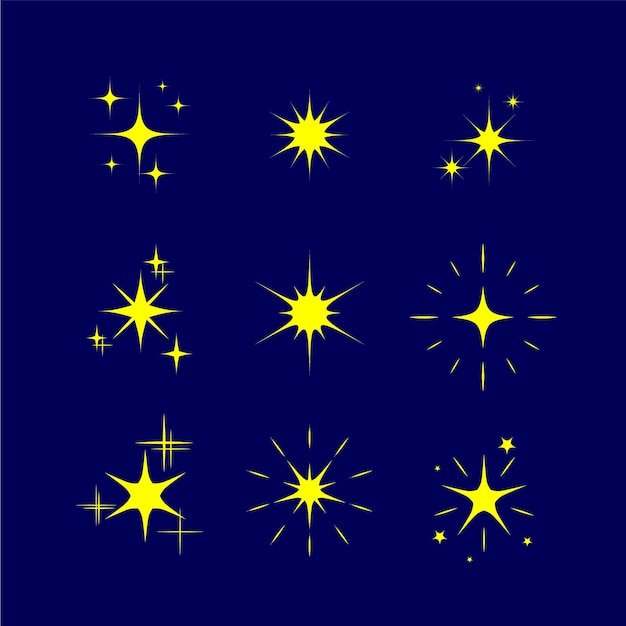 Free vector flat sparkling star collection