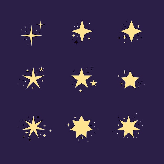 Free vector flat sparkling star collection