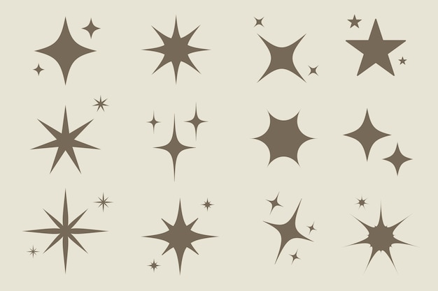 Free vector flat sparkling star collection