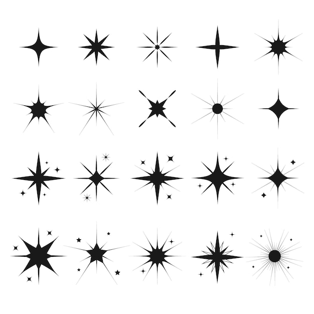 Free vector flat sparkling star collection