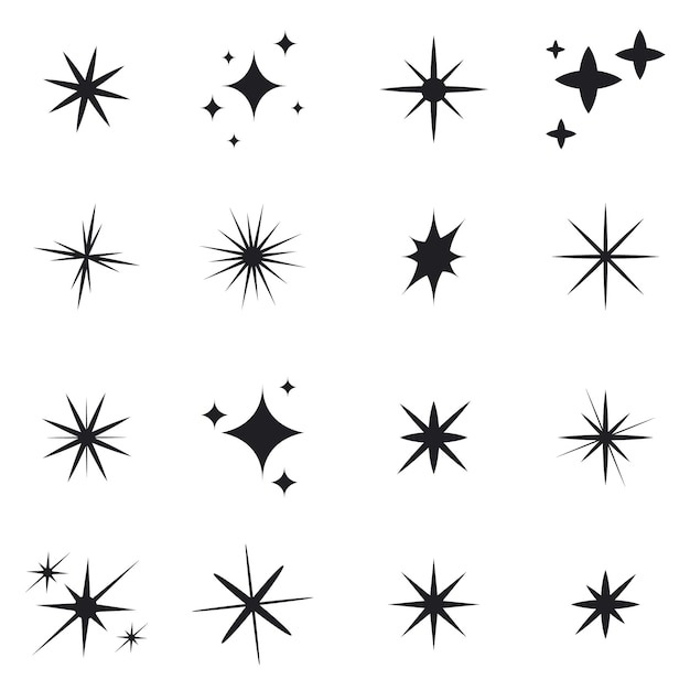 Free vector flat sparkling star collection