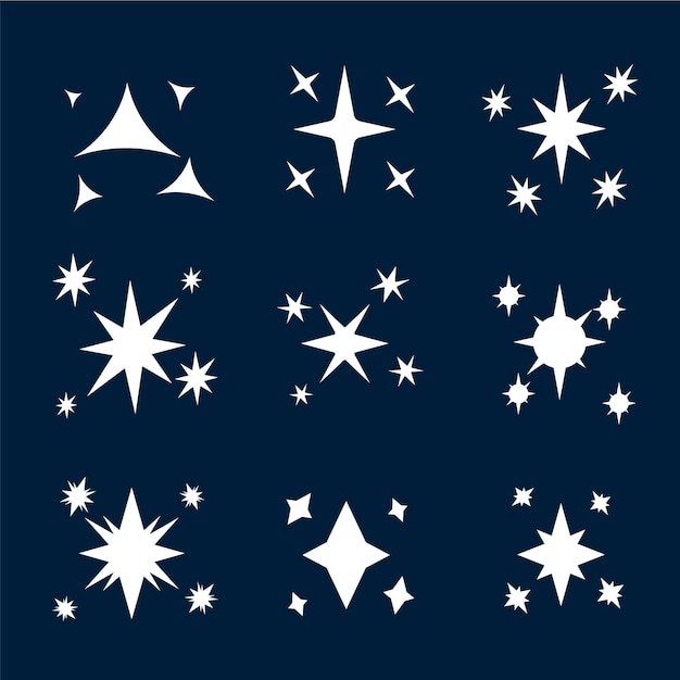 Free vector flat sparkling star collection