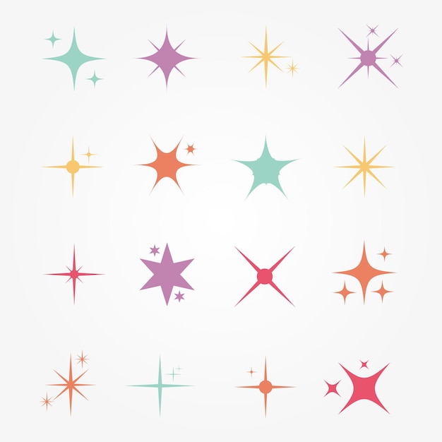 Free vector flat sparkling star collection