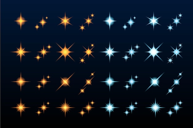 Free vector flat sparkling star collection