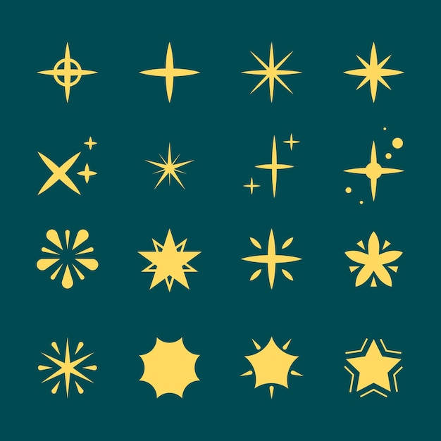 Free vector flat sparkling stars collection