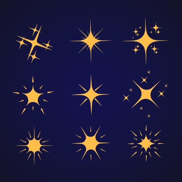 Free vector flat sparkling stars collection