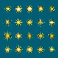 Free vector flat sparkling stars collection