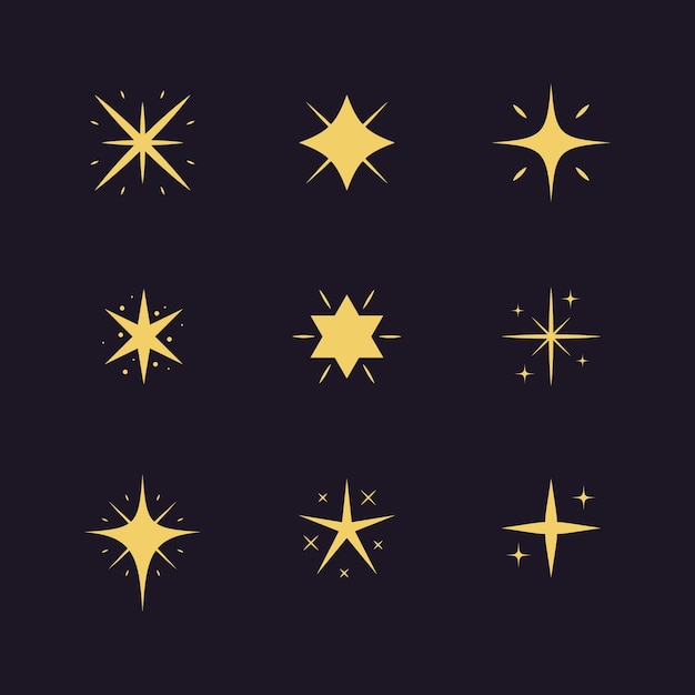 Коллекция плоских сверкающих звезд