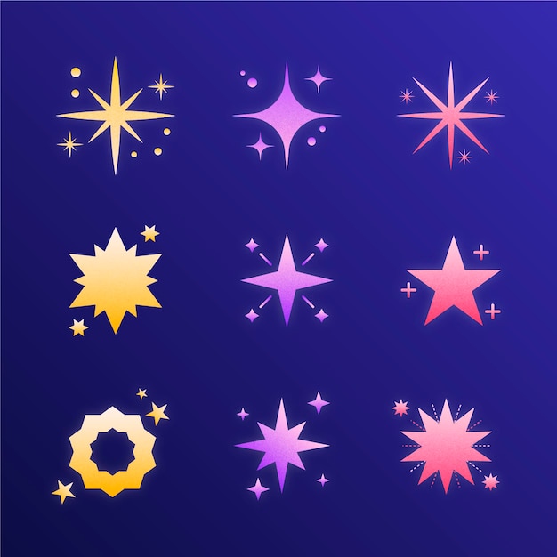 Free vector flat sparkling stars collection