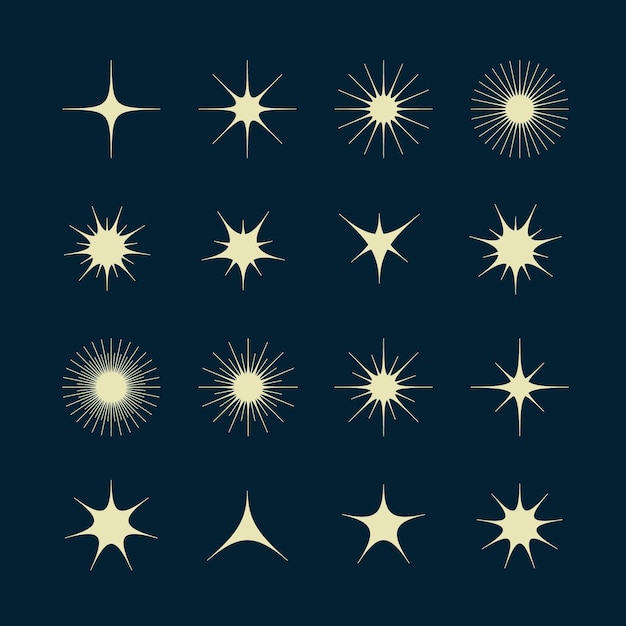 Free vector flat sparkling stars collection