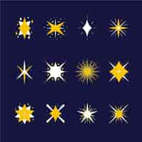 Free vector flat sparkling stars collection