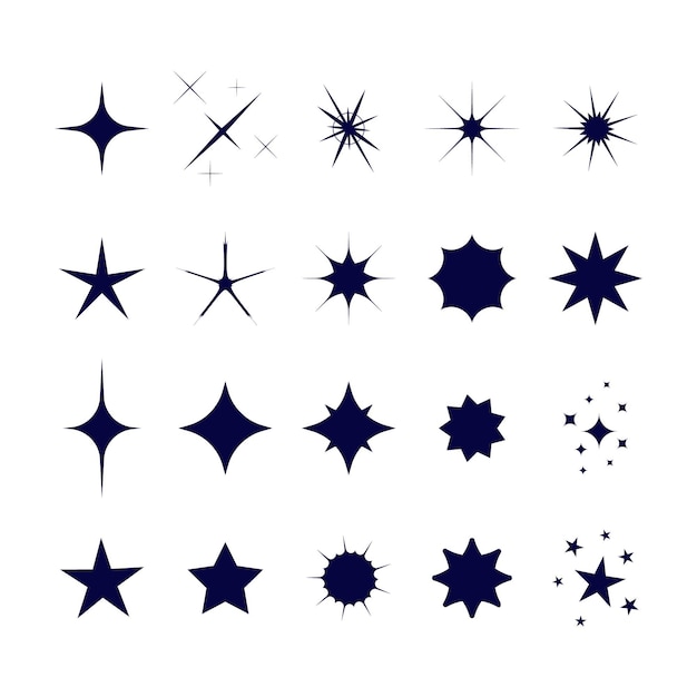 Коллекция плоских игристых звезд