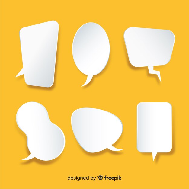 Flat speech bubble collection in paper style