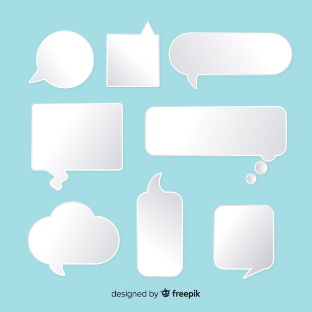 Flat speech bubble in paper style collection