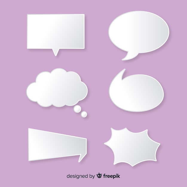 Free vector flat speech bubble in paper style pack