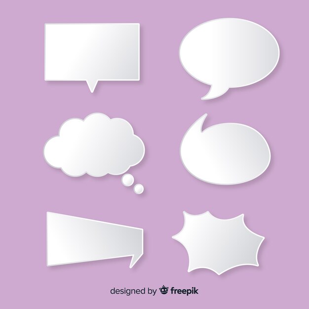 Flat speech bubble in paper style pack