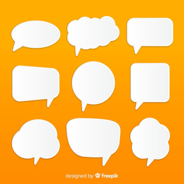 Free vector flat speech bubble set in paper style