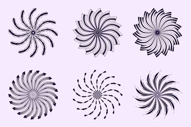 Insieme dell'illustrazione del cerchio a spirale piatta