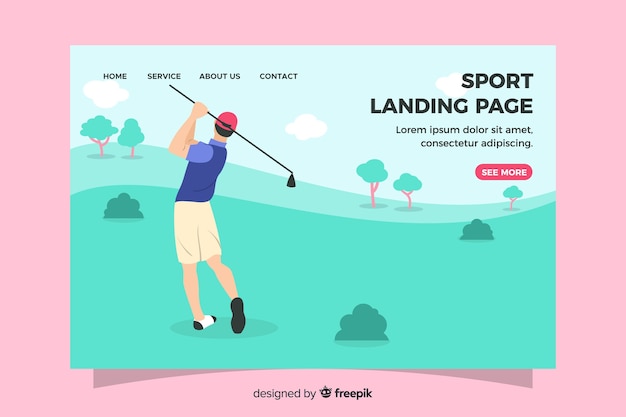 Flat sport landing page template