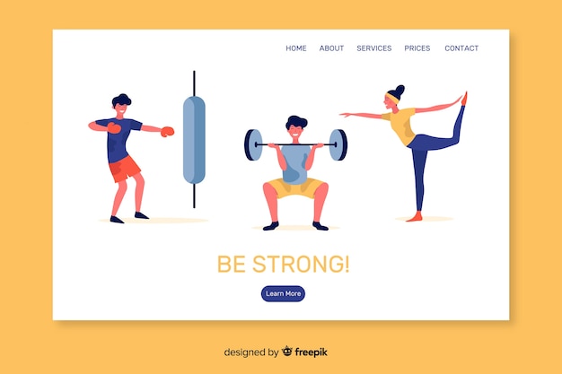 Flat sport landing page template