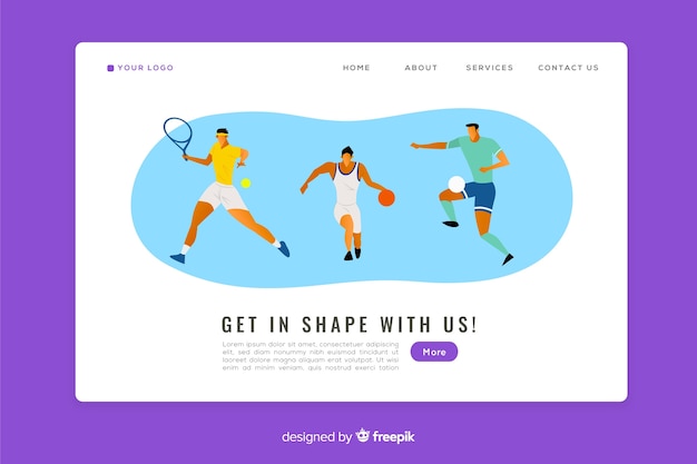 Free vector flat sport landing page template