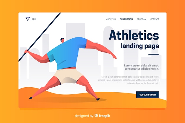 Free vector flat sport landing page template