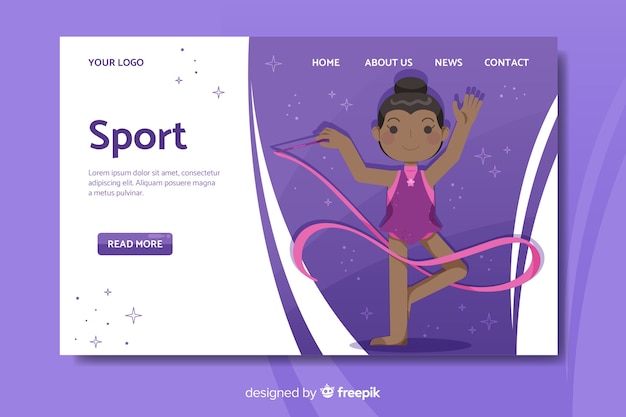 Flat sport landing page template