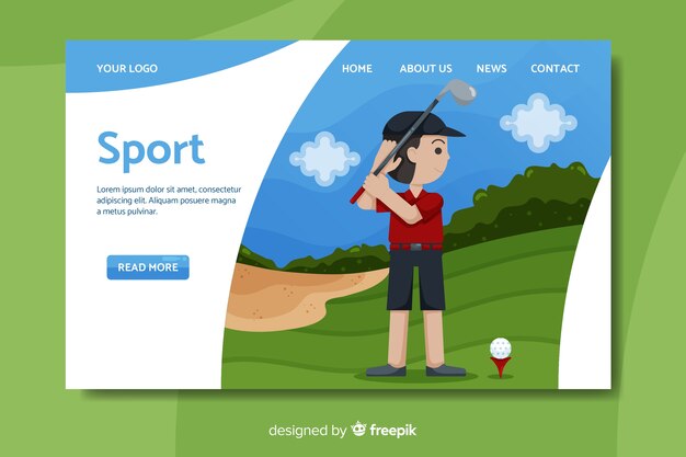 Flat sport landing page template