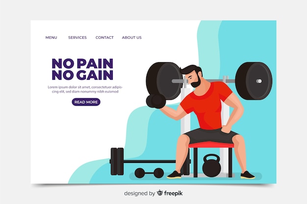 Free vector flat sport landing page template