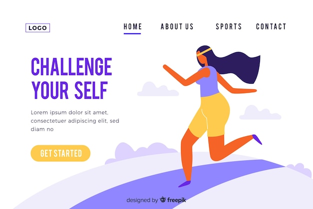 Flat sport landing page template