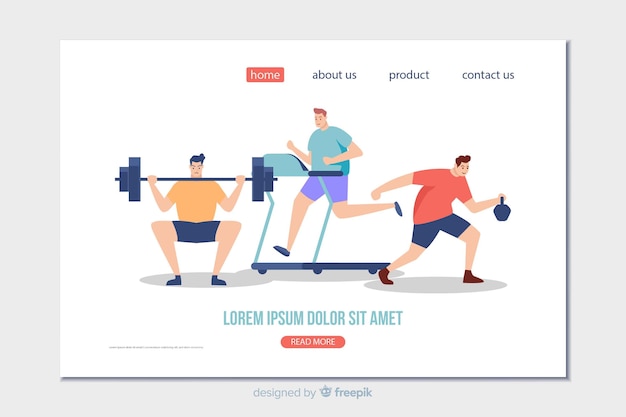 Flat sport landing page template