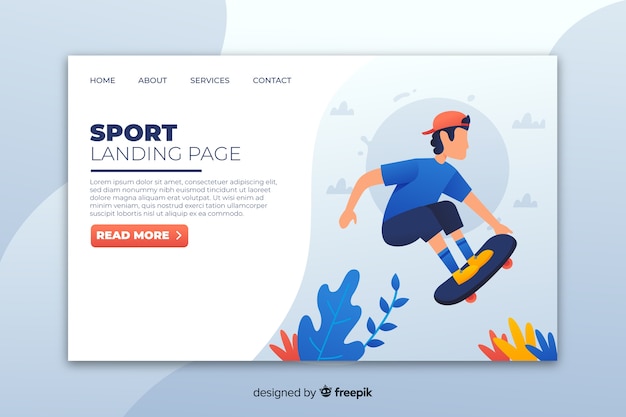 Flat sport landing page template