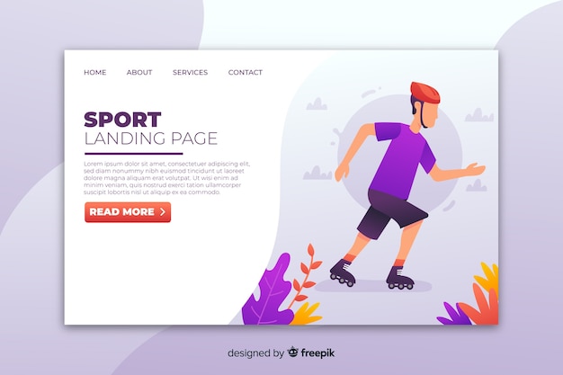 Flat sport landing page template