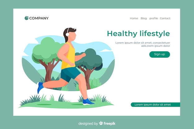 Free vector flat sport landing page template