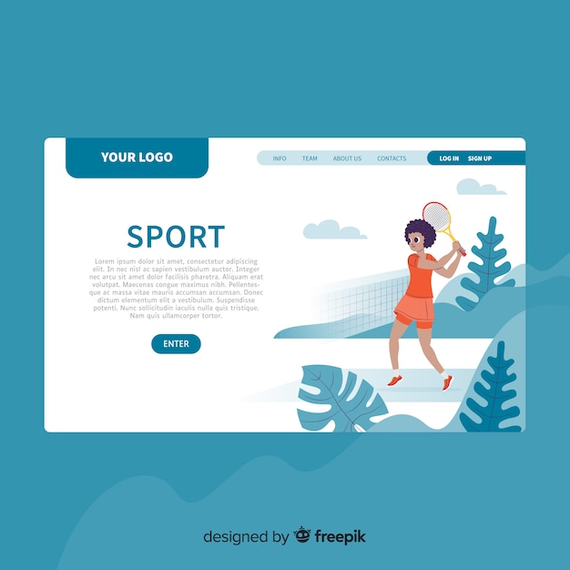 Flat sport landing page template