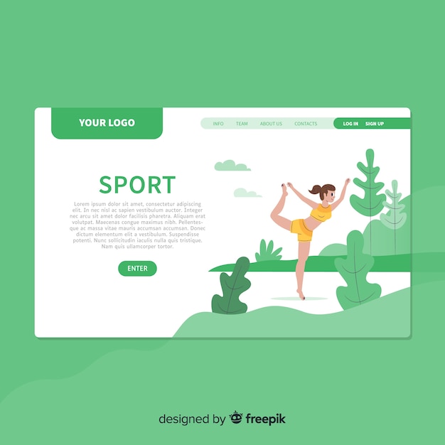 Flat sport landing page template