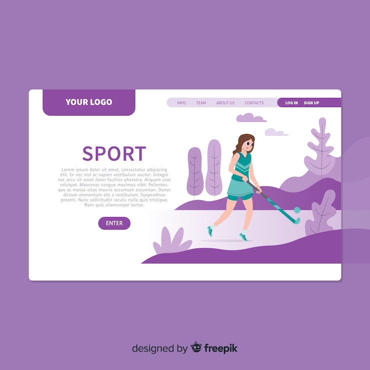 Free Vector flat sport landing page template