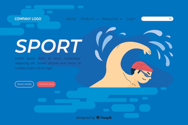 Free vector flat sport landing page template