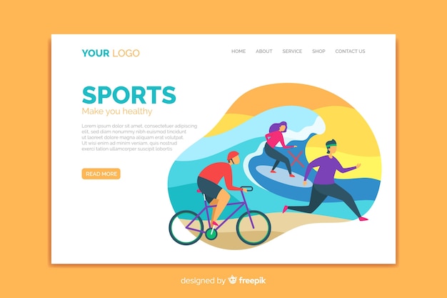 Flat sport landing page template