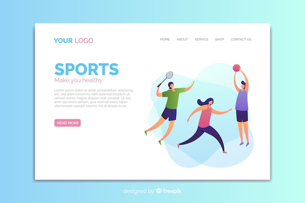 Flat sport landing page template