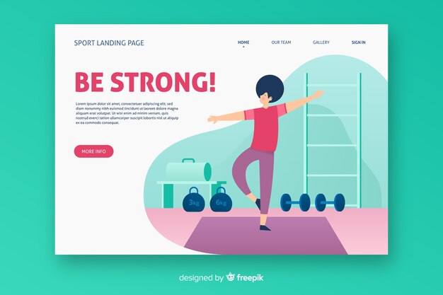 Flat sport landing page template