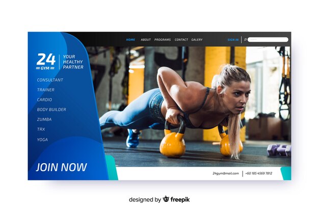 Flat sport landing page template