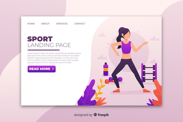 Flat sport landing page template