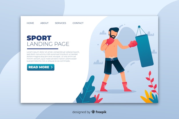 Flat sport landing page template