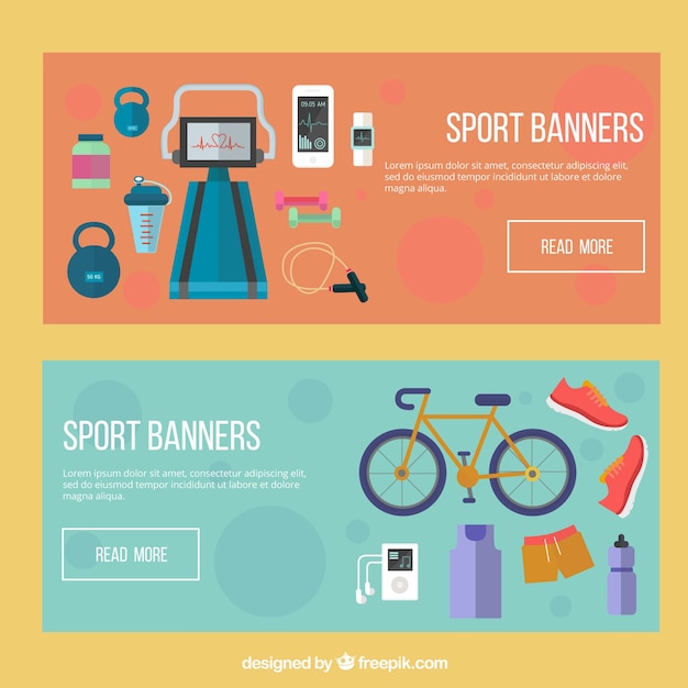 Free vector flat sporty elements banners set